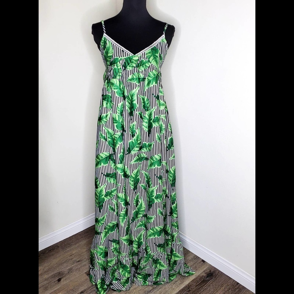 Byegreis Celeste Green Print Maxi Dress